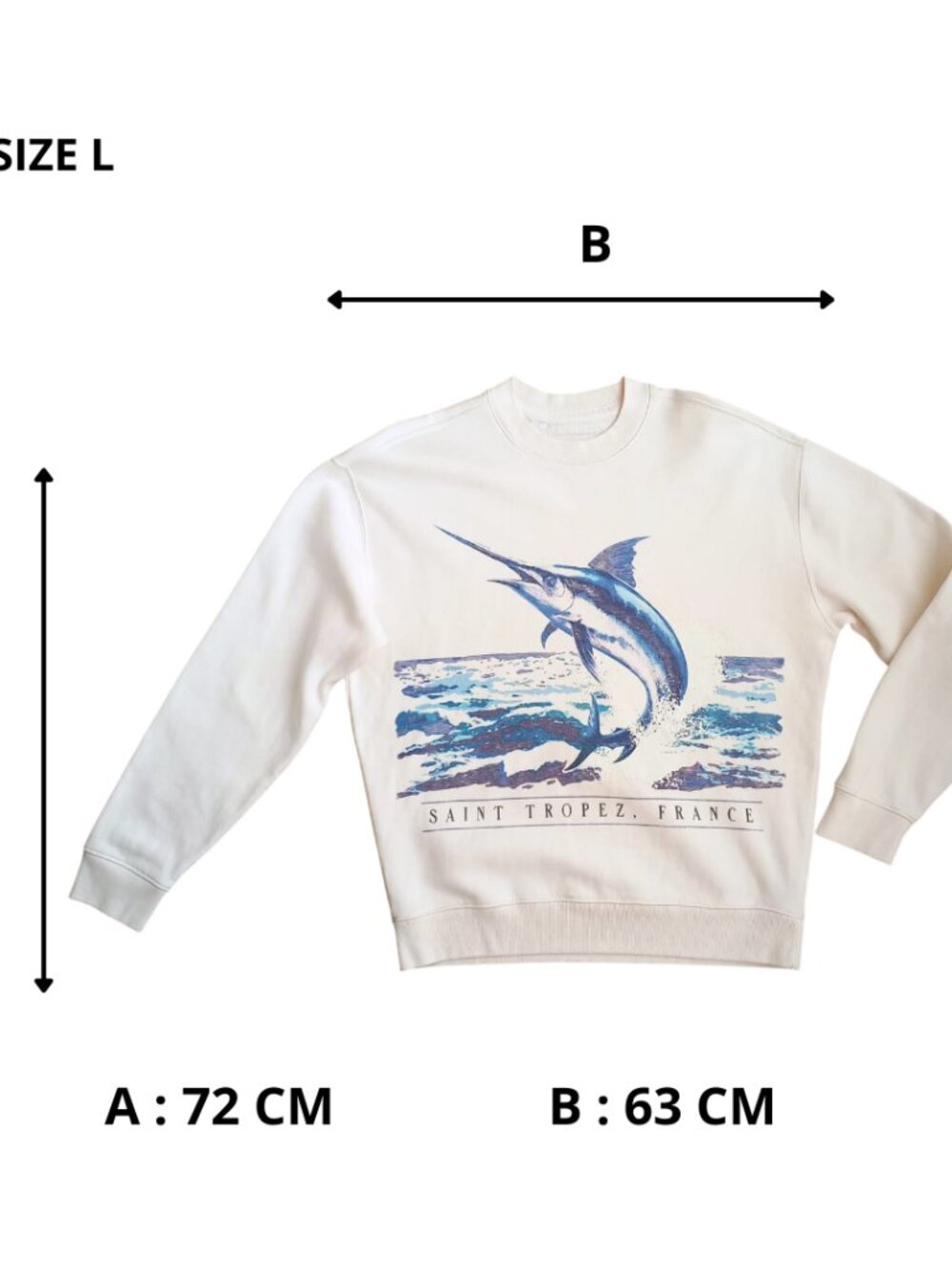 Hollister Saint Tropez France Marlin Crewneck Sweatshirt - Size L, Cream / Pink - Picture 7 of 7